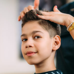 Hair Styling Boy in Salon